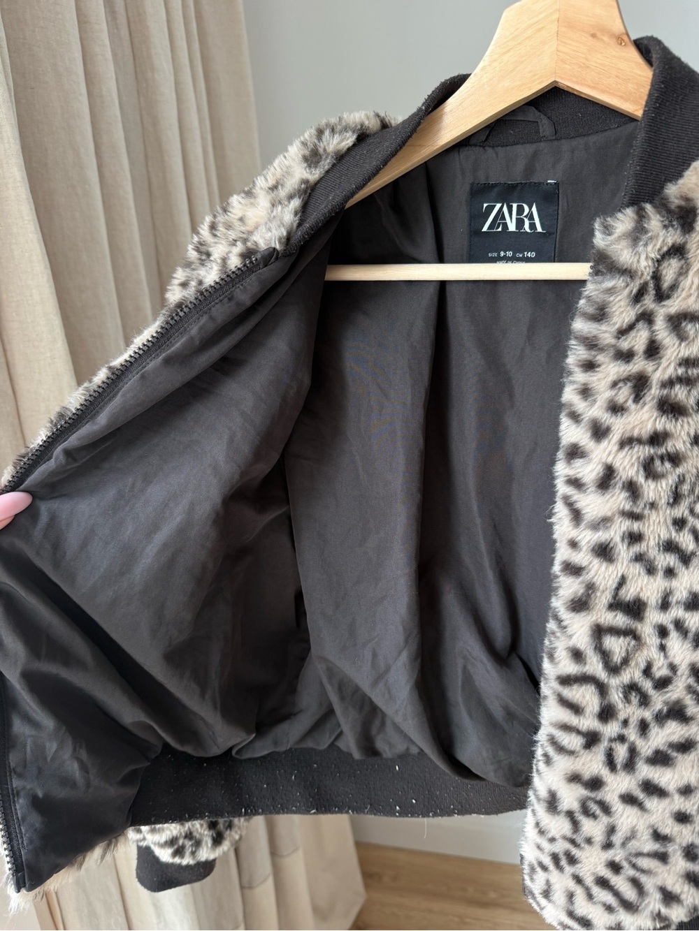 Zara Kids Leopard Faux Fur Bomber Jacket 9-10Y - Picture 3 of 10